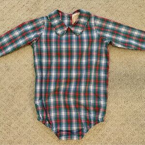 NWT The Beaufort Bonnet Company Prestonwood Plaid Long Sleeve Baby Boy Onesie